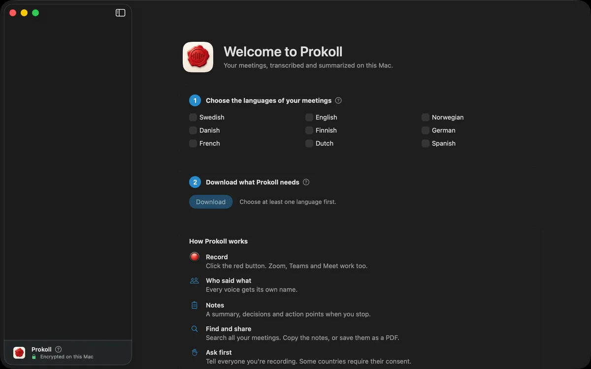 Activating Prokoll with a licence key, after which it is ready to use.